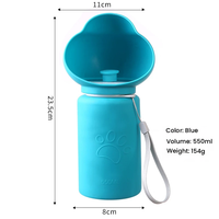 Bouteille d'eau pliable en silicone pour chien et gamelle de voyage avec distributeur à bouton-poussoir, anti-fuite, 550 ml, portable pour la randonnée en montagne