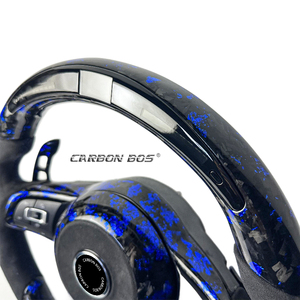 Volant en fibre de carbone forgée bleue avec LED pour Volkswagen MK7 GTI R <span class=keywords><strong>Golf</strong></span> <span class=keywords><strong>7</strong></span> <span class=keywords><strong>Golf</strong></span> 6 MK7 MK7.5 Passat Scirocco avec Alcantara - Product Image 6