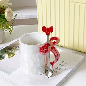 Taza de Cerámica con Diseño Tridimensional de Lazo, Linda Taza de Café con Corazón para Chicas, Exquisita y con un Toque de Lujo, para Uso Doméstico - Product Image 4