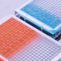 Plaque ELISA à fond plat en PS, 384 puits, transparente, non stérile, avec couvercle transparent, OEM, pour liaison intermédiaire