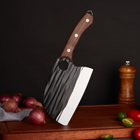 Couteau à viande professionnel de 6 pouces, couteau de boucher, lame martelée avec manche en bois de rose pleine longueur