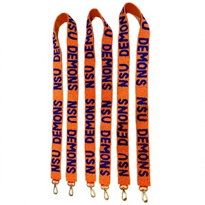 Northwestern State Demons Beaded Embroidered Letters Theme Purse Strap Purple White Chain Cotton Customizable High Quality <b>Game</b> - Product Image 1