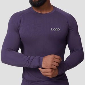 Maglietta da Corsa Senza Cuciture Taglia EU, T-Shirt a Compressione Jacquard a Maniche Lunghe da Uomo, Slim Fit, Asciugatura Rapida, Aderente, Top Atletico da Palestra - Product Image 1