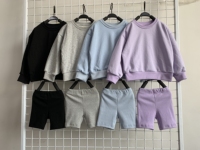 Roze trainingspak voor meisjes, losse trui met ronde hals en biker shorts, zacht katoen, casual sportkleding voor kinderen