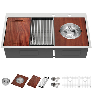 Évier <span class=keywords><strong>double</strong></span> sous plan en acier inoxydable 304, évier de cuisine 40/60 - Product Image 1