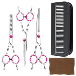 Pet Grooming Scissors Set Stainless Steel Straight Curved Shears For Cat Dog Haircutting Kit With Case And Cloth - Product Image 2