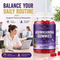 Gummies à l'ashwagandha pour le sommeil, Gummies relaxantes à l'ashwagandha, mélatonine et magnésium, Complément alimentaire OEM