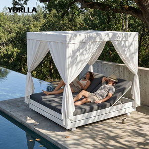 Mobilier d'extérieur pour <span class=keywords><strong>lit</strong></span> de plage d'hôtel personnalisé de luxe, rideau comprenant un cadre en aluminium, patio extérieur, canapés-lits de plage - Product Image 2
