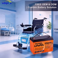 Batterie pour fauteuil roulant 24V100AH 2.4KWh LiFePO4, cellule de puissance écologique avec protection contre les surcharges pour scooter de mobilité pliable
