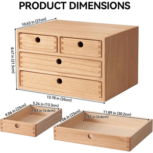 Organisateur de bureau en bois massif à 3 niveaux avec 4 tiroirs pour documents et dossiers - Product Image 2