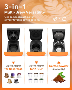 Machine à café électrique multifonctionnelle automatique, compatible avec les capsules Nespresso, DG Capsule, K Cup, 3 en 1 - Product Image 6