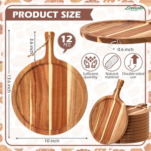 Tagliere in <span class=keywords><strong>Legno</strong></span> di Acacia Rotondo Personalizzabile con Logo, per Cucina, Servizio Pizza, Pane e Formaggio - Vendita all'Ingrosso - Product Image 4