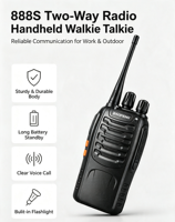 Émetteur-récepteur portable UHF 430-440 MHz BF-888S A08C, radio bidirectionnelle à longue portée cryptée, talkie-walkie pour usage industriel et commercial