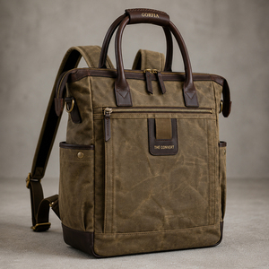 Sac à dos en toile vintage pour homme GORFIA, convertible en sac fourre-tout, sac pour ordinateur portable, grande capacité, sac à dos de voyage d'affaires, sac à dos de travail avec plusieurs poches - Product Image 4