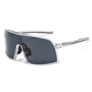 Cycling Sunglasses Polarized UV400 PC Lens Windproof Outdoor Sports Glasses Transparent <b>Frame</b> Green Mirror Lens - Product Image 2