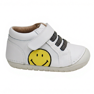 Chaussures de marche blanches pour bébé, baskets à lacets pour tout-petits, semelle antidérapante, tige en cuir, soutien de la voûte plantaire, légères pour le printemps et l'automne - Product Image 1