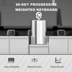 <span class=keywords><strong>Clavier</strong></span> à 88 touches pondéré Piano débutant pleine grandeur <span class=keywords><strong>clavier</strong></span> de piano numérique électrique à action de marteau <span class=keywords><strong>lourd</strong></span> avec <span class=keywords><strong>MIDI</strong></span> noir - Product Image 5