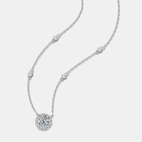 Collier pendentif Zanlong Fashion en argent sterling S925 plaqué rhodium avec pierre de moissanite 1 carat et diamant, chaîne à breloques