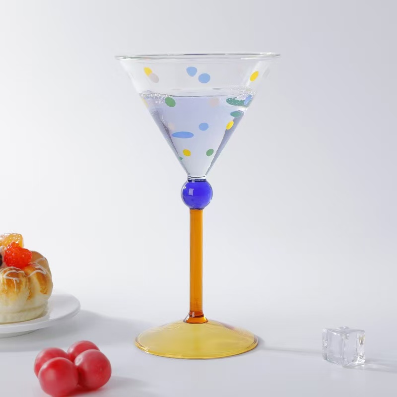 M Creative Polka Dot Dessert Cup - Vintage Colored Wine Glasses
