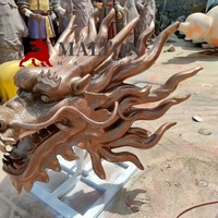 Sculpture murale tête de dragon en bronze moulé sur mesure pour décoration de villa, statue du zodiaque chinois, 120 cm de hauteur, 80 kg