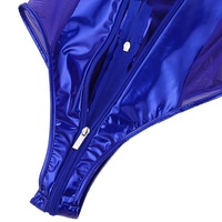 Body en cuir pour femme, coupe haute, entrejambe ouvert, lingerie effet mouillé, justaucorps en latex, sous-vêtements transparents en maille, combinaison en spandex