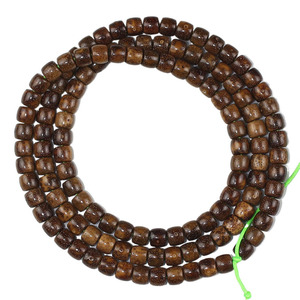 Bracelet unisexe en perles de Bodhi étoile et lune, 108 perles, veine noire, coupe droite, 6x7mm, bijoux religieux - Product Image 4