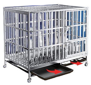 Grand chenil d'intérieur pour animaux de compagnie Fermeture à bouton <span class=keywords><strong>Cage</strong></span> à chien en acier inoxydable à motif solide Plateau en plastique pliant Boîte à palettes Toilette incluse - Product Image 2