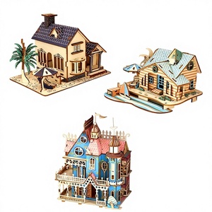 Puzzle 3D en bois Château de conte de fées Modèle d'assemblage fait main DIY Jouet éducatif Ornement Cadeau pour les enfants de 0 à 24 mois - Product Image 1