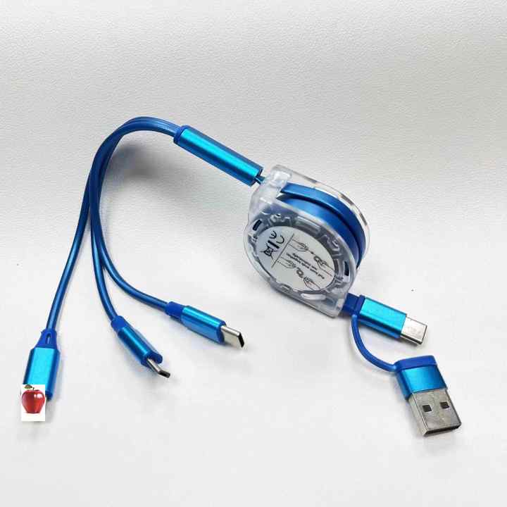 Multifunctional 3A Fast Charging Two-to-Three Retractable Data Cable TPE Jacket Creative Gift for Boxed 3-in-1 Ports Storage