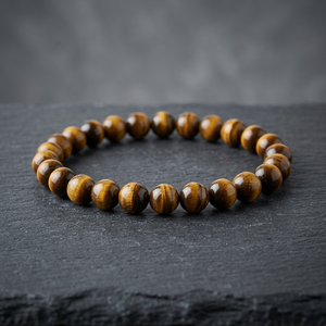 Natural Tiger Eye Beaded <b>Bracelet</b> | Polished Brown Gemstone Stretch <b>Bracelet</b> | Custom Gift Jewelry - Product Image 1