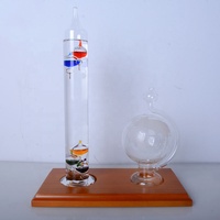 Thermomètre en cristal de verre en gros, thermomètre de Galileo avec baromètre en verre