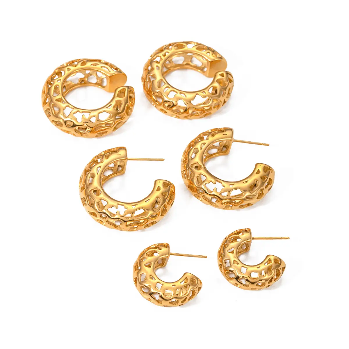 Nuovo oro 18k acciaio inossidabile cavo a forma di C orecchini orecchini gioielli moda personalizzato regalo da donna orecchini Cc