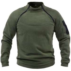 Sudadera con Capucha Táctica para Hombre, de Forro Polar, con Cierre de Cremallera, Color Sólido, Holgada, Cálida, Transpirable, para Exteriores, Otoño - Product Image 2