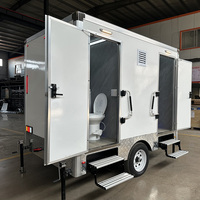 Toilet Portabel VIP Kontainer Mewah 2 Kamar Mandi, Desain Modern dengan Shower, Trailer Kamar Mandi Luar Ruangan, Promo Hot Sale