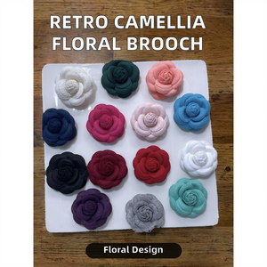 Versão Coreana Retro Estilo Floral Broche Versátil Camélia Tecido Broche para Festa de Casamento Outras Ocasiões-Chapeamento Atacado - Product Image 3