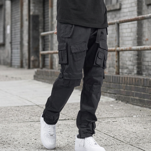 New Design Custom Logo Mid Waist Elastic Cargo Sweatpants for Men <b>Work</b> Sport Breathable <b>Waterproof</b> High Street Style Black - Product Image 2