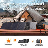 Station d'alimentation portable rechargeable Souop 1200W, kit générateur solaire avec 2 panneaux solaires pliables de 100W