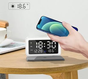 Chargeur sans fil multifonction Smart Home Decor QI Slim Foldable Intelligent LED Digital Alarm Clock pour <span class=keywords><strong>iPhone</strong></span> Samsung - Product Image 6