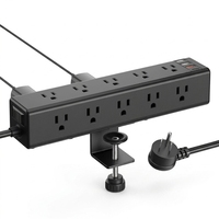Multiprise de bureau à fixation plate avec ports USB-C PD 20W à charge rapide, en alliage d'aluminium, pour montage sur bord de table, prise blanche