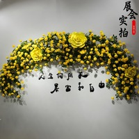 Dekorasi dinding bunga mawar sutra buatan, penutup pipa AC, gaya alami, dekorasi bunga untuk pernikahan dan rumah.