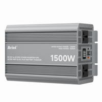 Convertisseur d'alimentation UPS à onde modifiée 1500W DC 12V vers AC 220V 50Hz avec écran LCD et 2 prises AC, chargeur de batterie pour batterie Lifepo4