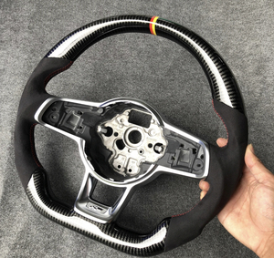 Volant en cuir antidérapant modifié pour <span class=keywords><strong>Volkswagen</strong></span>, pour VW Polo 6r Scirocco Jetta Tiguan <span class=keywords><strong>T6</strong></span> Passat B6 B7 B8 - Product Image 1