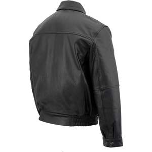 Chaqueta de cuero genuino Bomber negra clásica para hombre 2025 SFM1519 XS tamaño liso teñido procesado en condiciones de servidumbre - Product Image 5