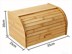 Bamboo Eco-Friendly Multifunctional Bread Box Roll Top <b>Large</b> Capacity Natural Bread <b>Bin</b> Kitchen Countertop Dustproof Storage - Product Image 6