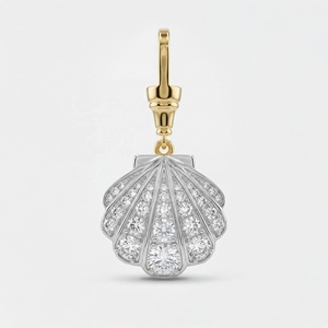 Pendentif en forme de coquille en argent sterling 925 plaqué or 18 carats avec zircone cubique - Product Image 1