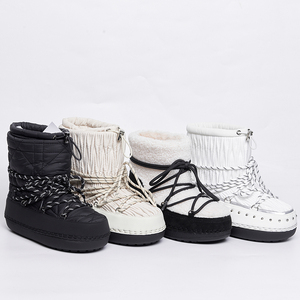 Women High Quality <strong>Waterproof</strong> Warm Canvas Lace up Comfortable <strong>Snow</strong> <strong>Boots</strong> with Height Increasing - Product Image 1