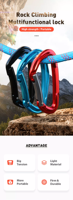 Mousqueton professionnel en aluminium aéronautique 22kN pour l'escalade, l'alpinisme et l'équipement de sécurité, avec clip de verrouillage