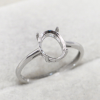 Bague semi-montée en argent sterling S925, monture vide, support de base vierge pour incrustation DIY sans pierre centrale