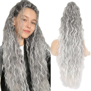 Nữ lượn sóng dài xoăn tóc mở rộng Fluffy Ngô Perm <span class=keywords><strong>Clip</strong></span> đuôi ngựa bện sản phẩm tóc nhuộm nhiệt độ cao sợi tổng hợp - Product Image 5