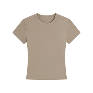 Manufacturer Skin Friendly Soft <strong>Women's</strong> Cotton <strong>T</strong>-<strong>shirts</strong> <strong>Stretch</strong> Spandex Regular Crop Plain Baby Tee Yoga Outdoor <strong>t</strong> <strong>Shirt</strong> <strong>Women</strong> - Product Image 2